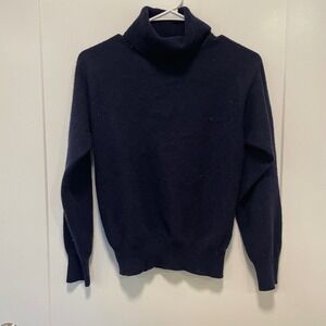 Danielle Martin Navy Blue 100% Cashmere Turtleneck Sweater Womens Size S